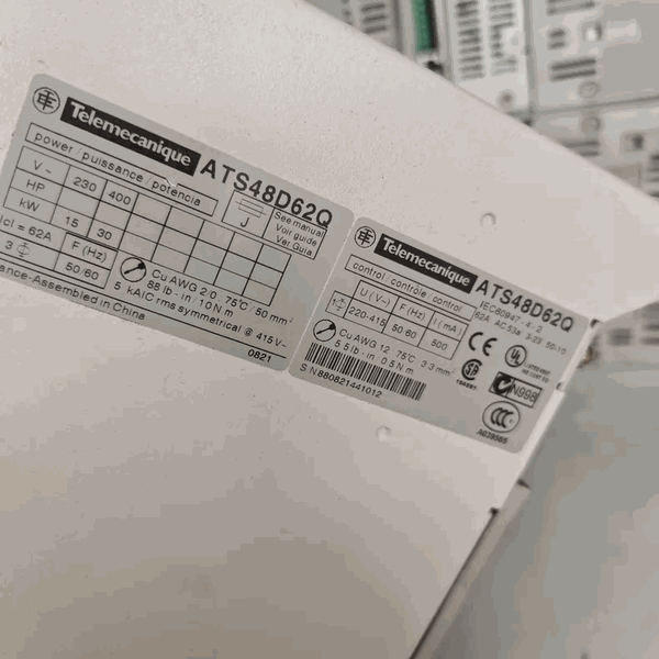 施耐德ATS48D62Q软启动器